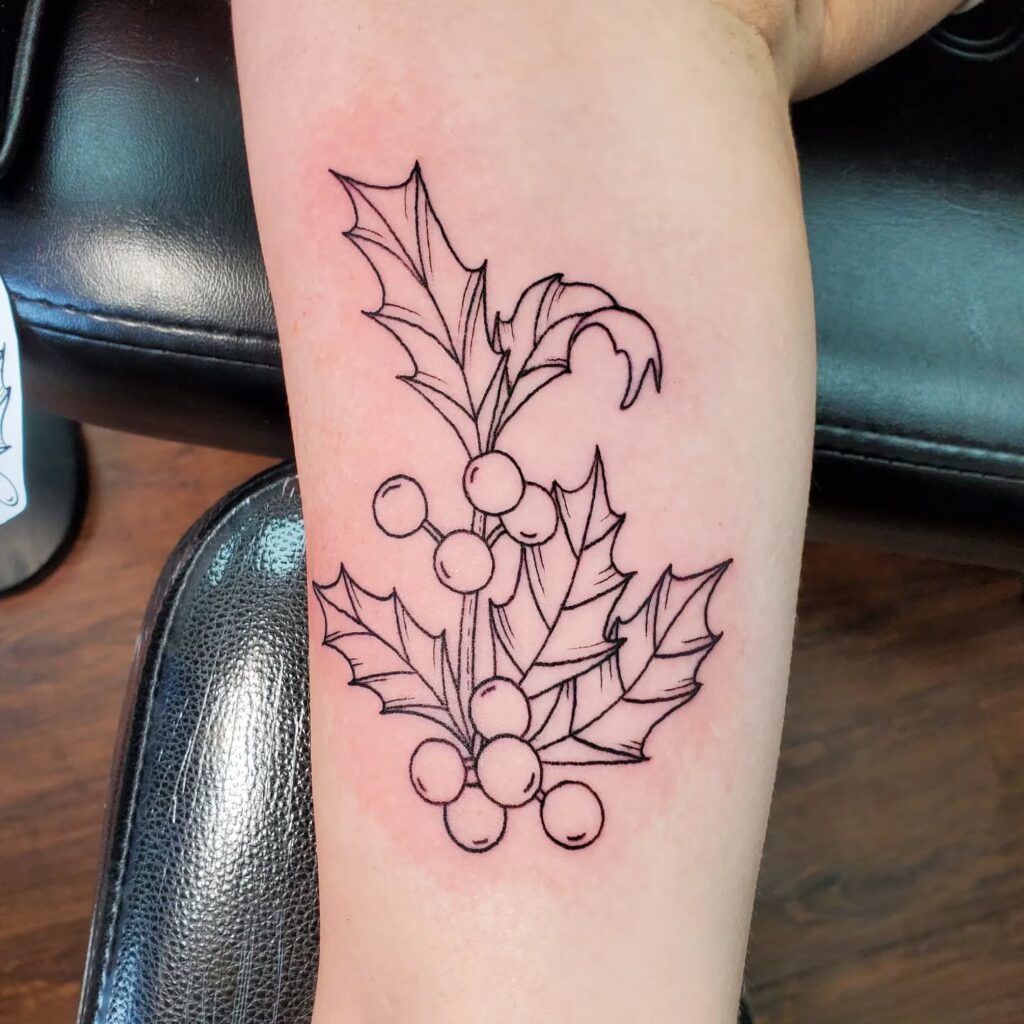Bold Outline Holly Tattoo Design december birth flower tattoo ideas tattoo