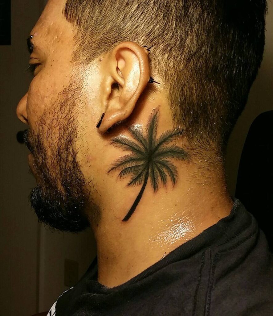 Bright Sunflower Behind the Ear behind the ear tattoo ideas for men tattoo