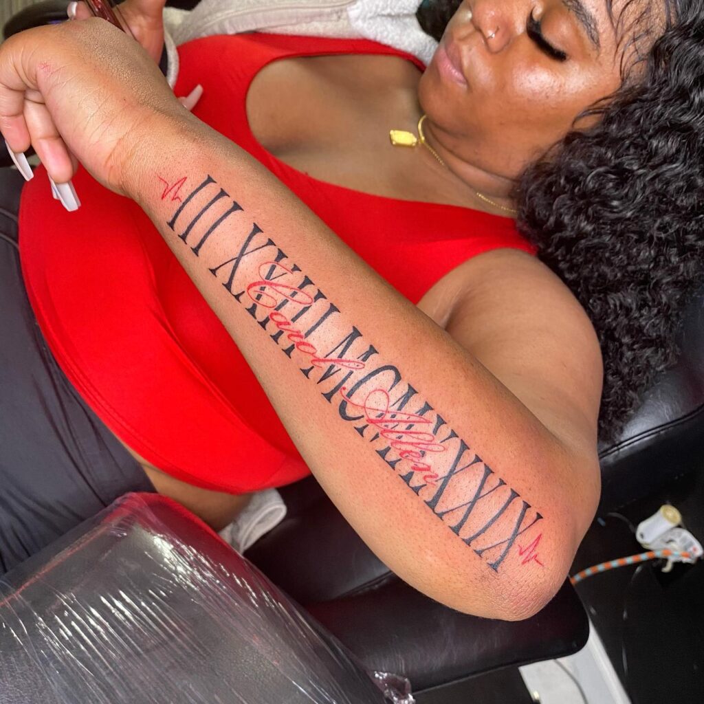Minimalist Roman Numerals Chest Tattoo roman numerals tattoos tattoo
