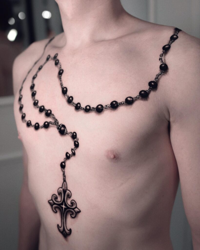 Butterfly Rosary Hand Tattoo