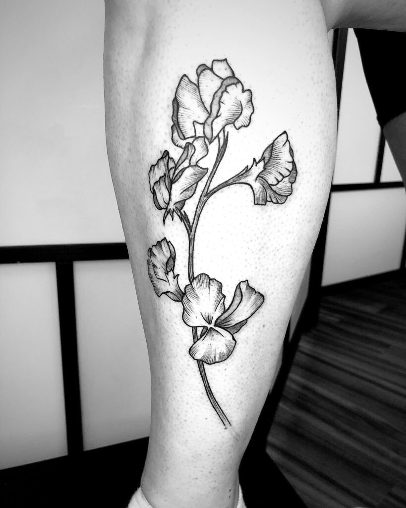 Bold Sweet Pea Floral Tattoo april birth flower tattoo ideas tattoo