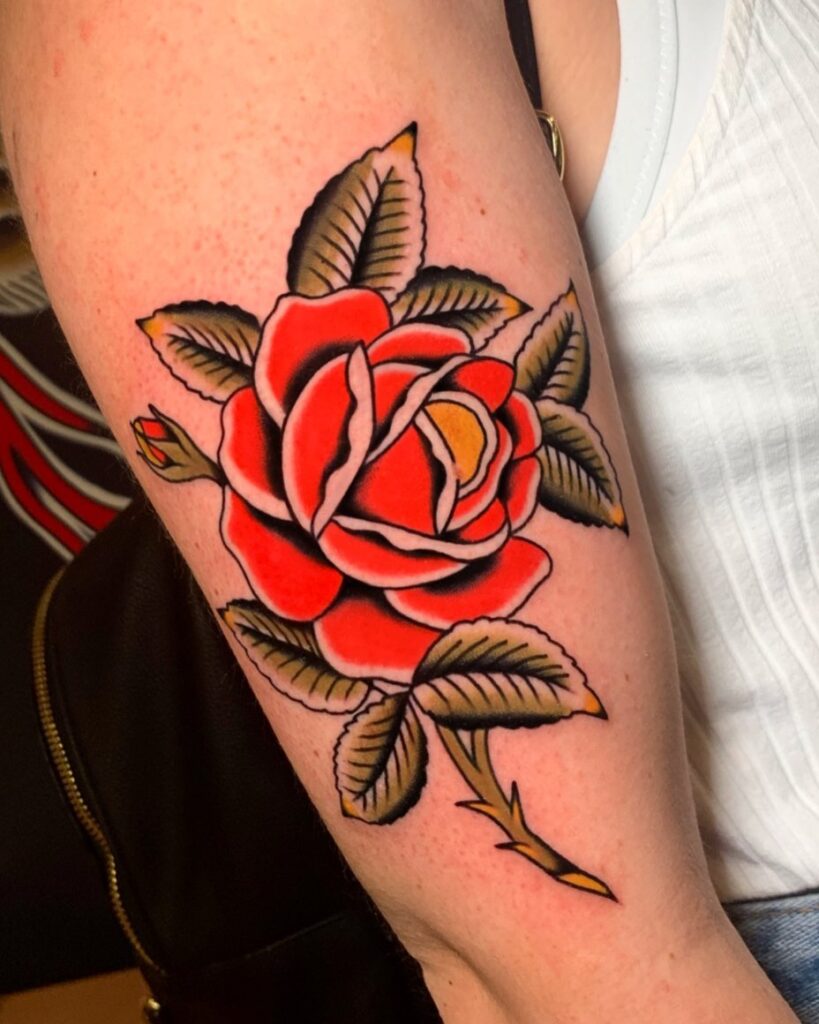Bold Traditional Red Rose Tattoo rose tattoos for women tattoo
