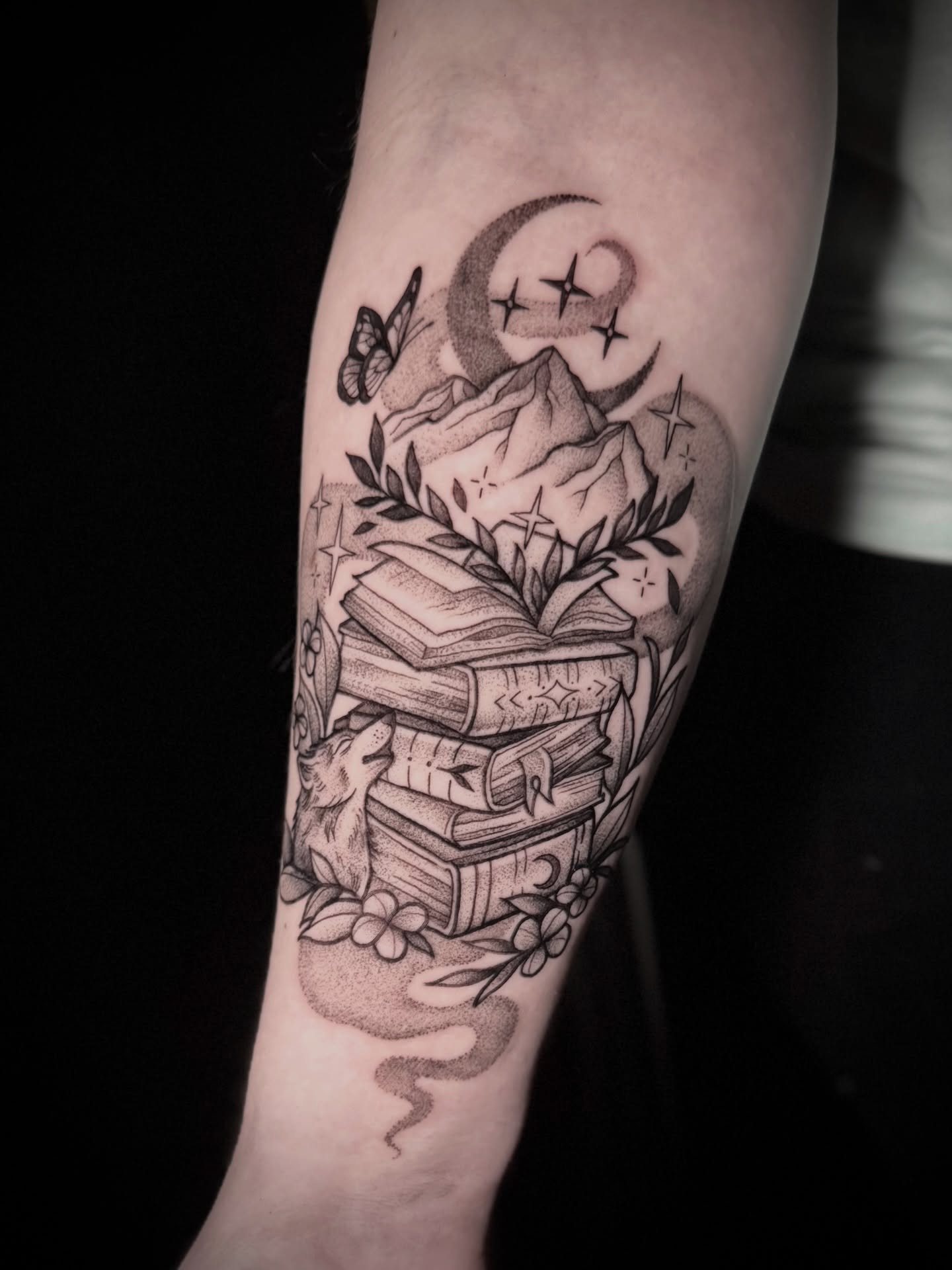 Enchanted Book Stack Tattoo