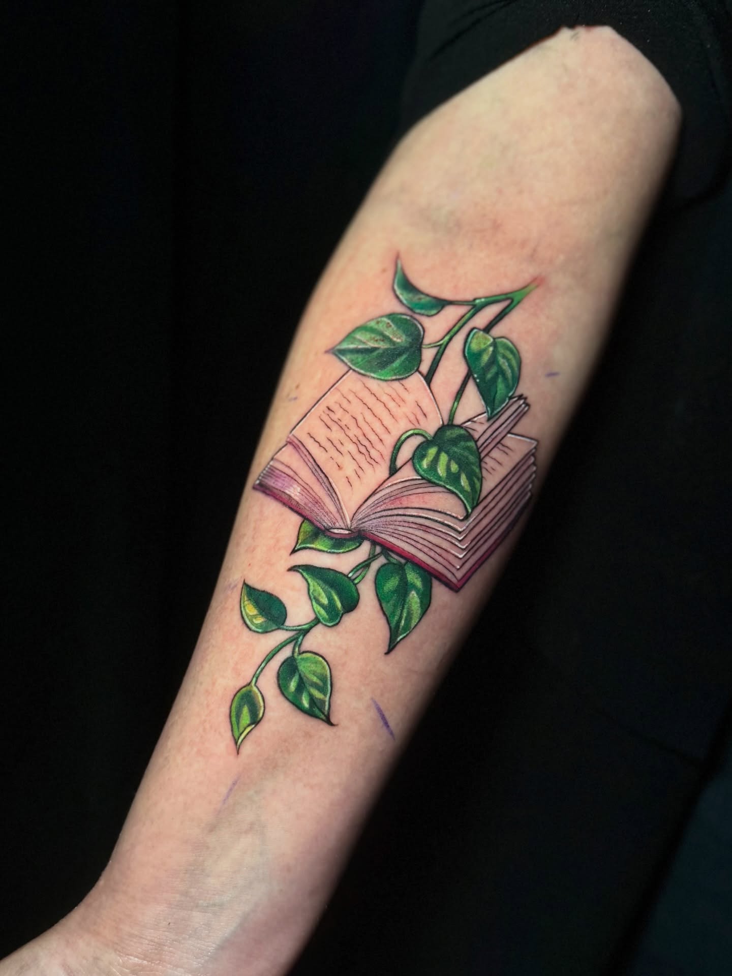 Open Book With Growing Vine Tattoo