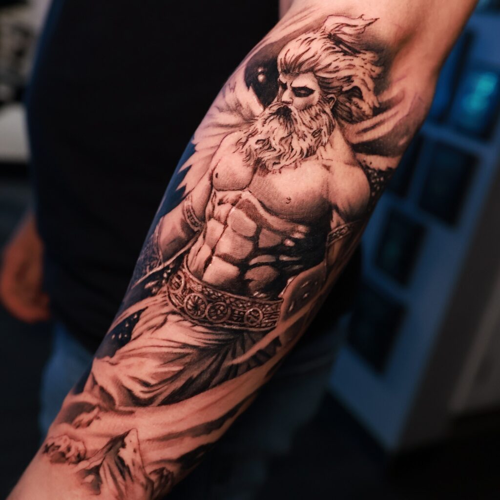 Hades Tattoo With Fiery Cracks