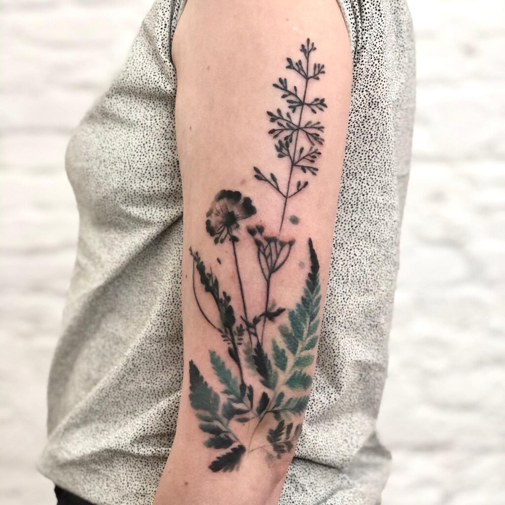 Abstract Red Spider Lily Tattoo