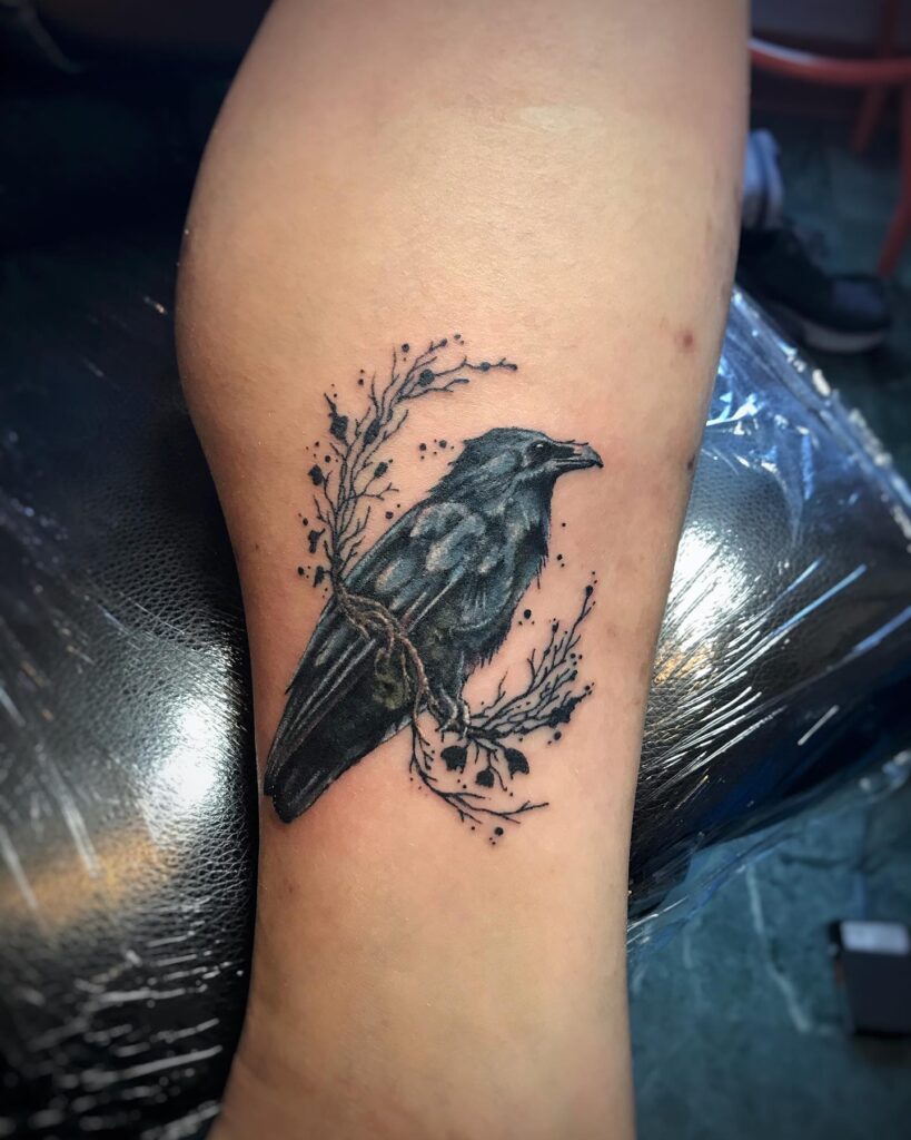 Raven Of The Blood Moon Tattoo