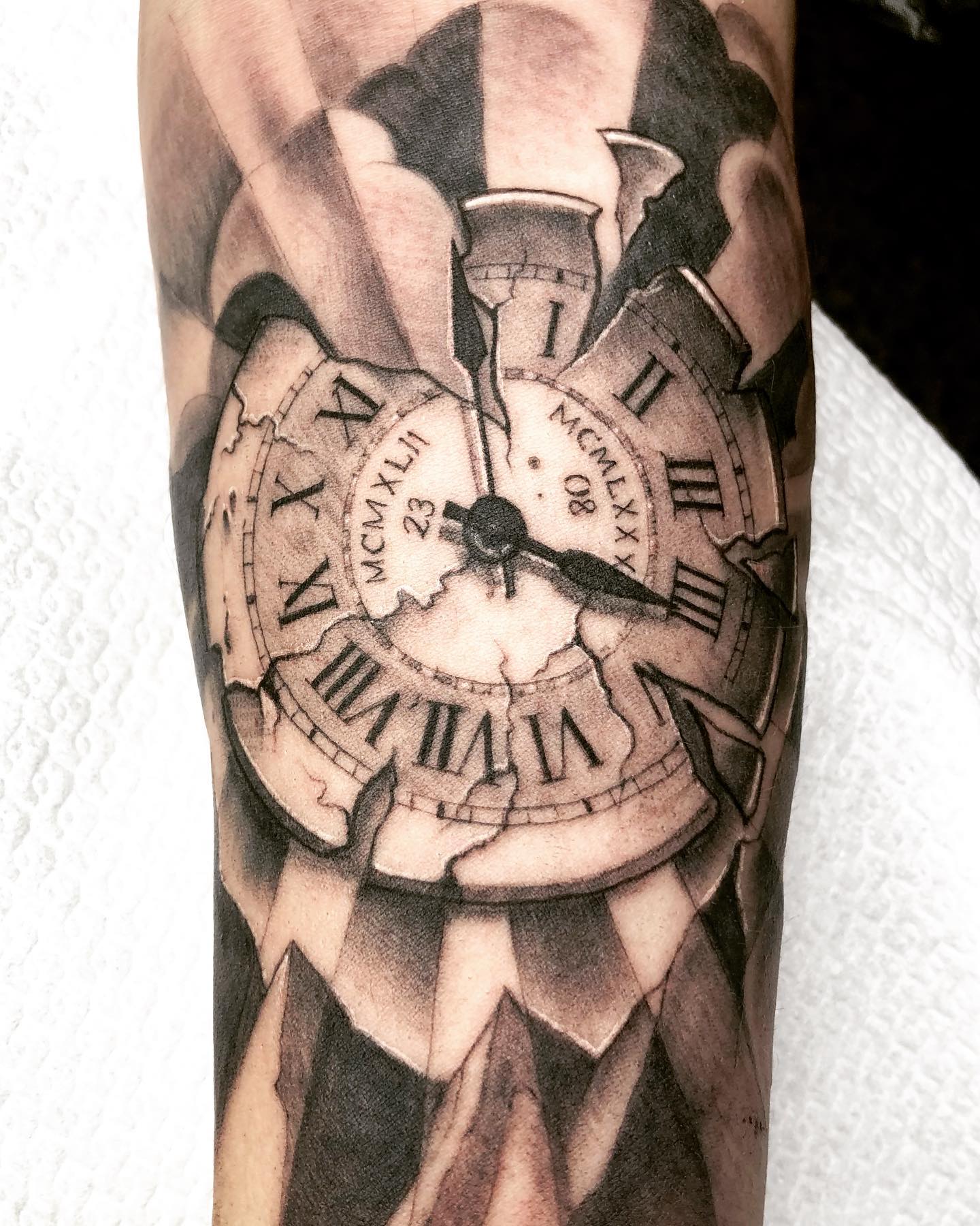 Minimalist Birth Clock Compass Tattoo birth clock tattoos tattoo