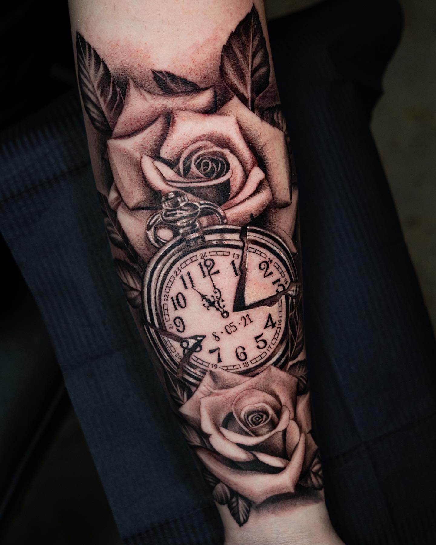 Broken Pocket Watch and Rose Clock Tattoo clock tattoo ideas tattoo