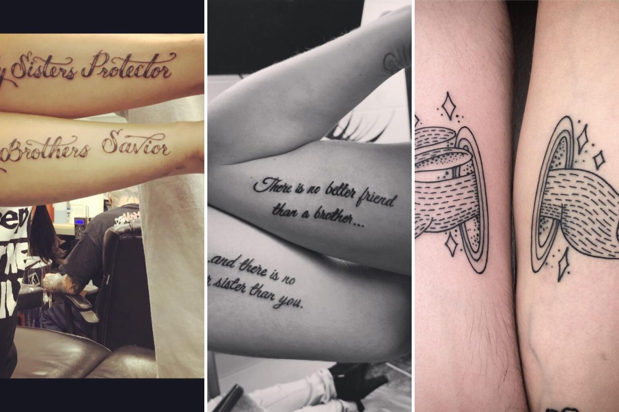 Aesthetic brother sister tattoos and delicate ink ideas collage
