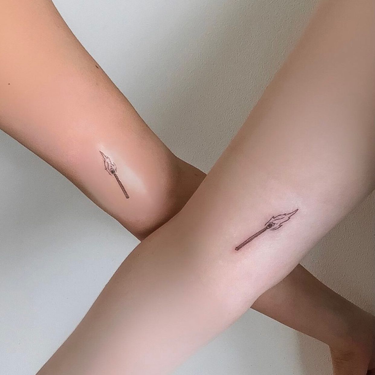 Matching Flame Feather Tattoo