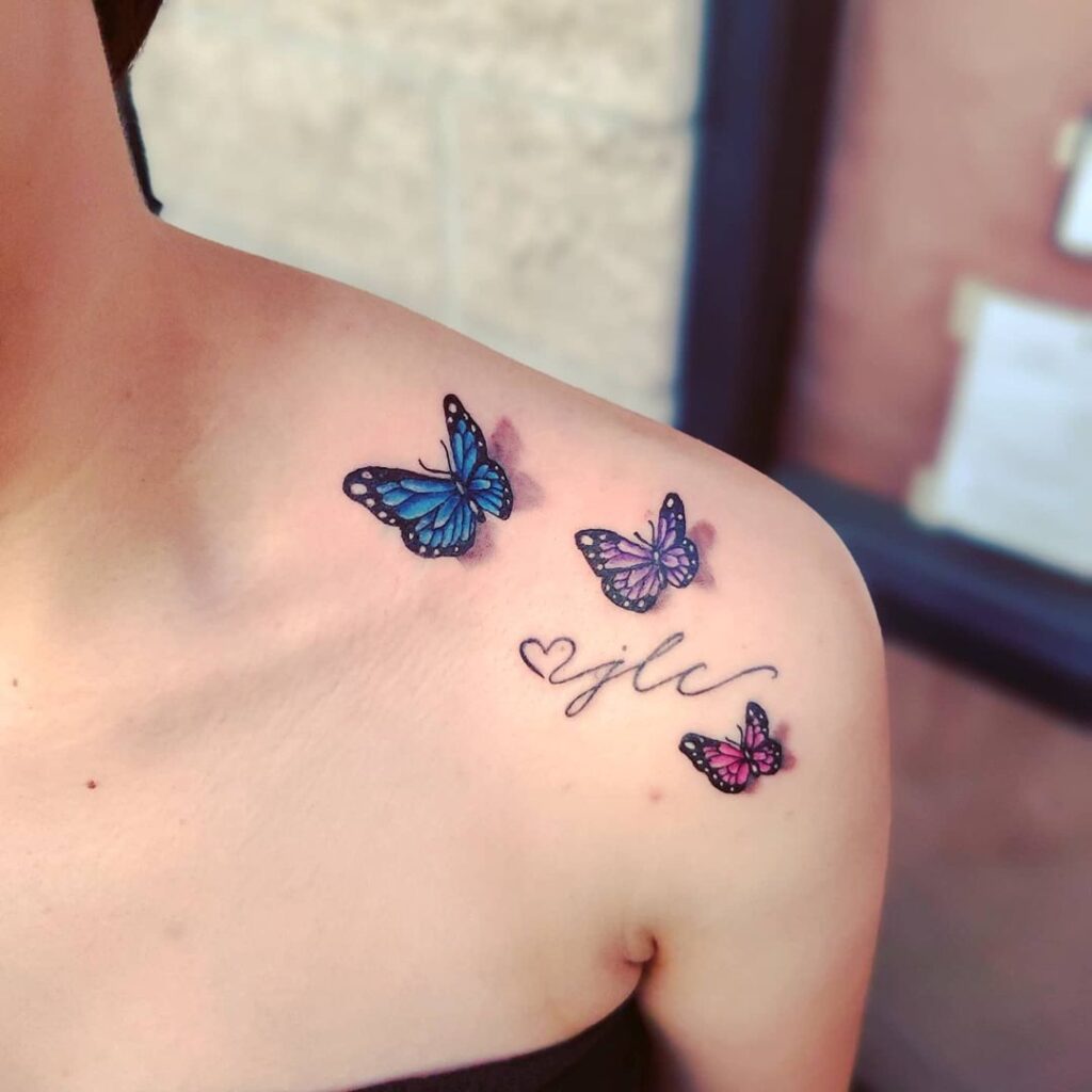 Butterflies & Initials Tattoo