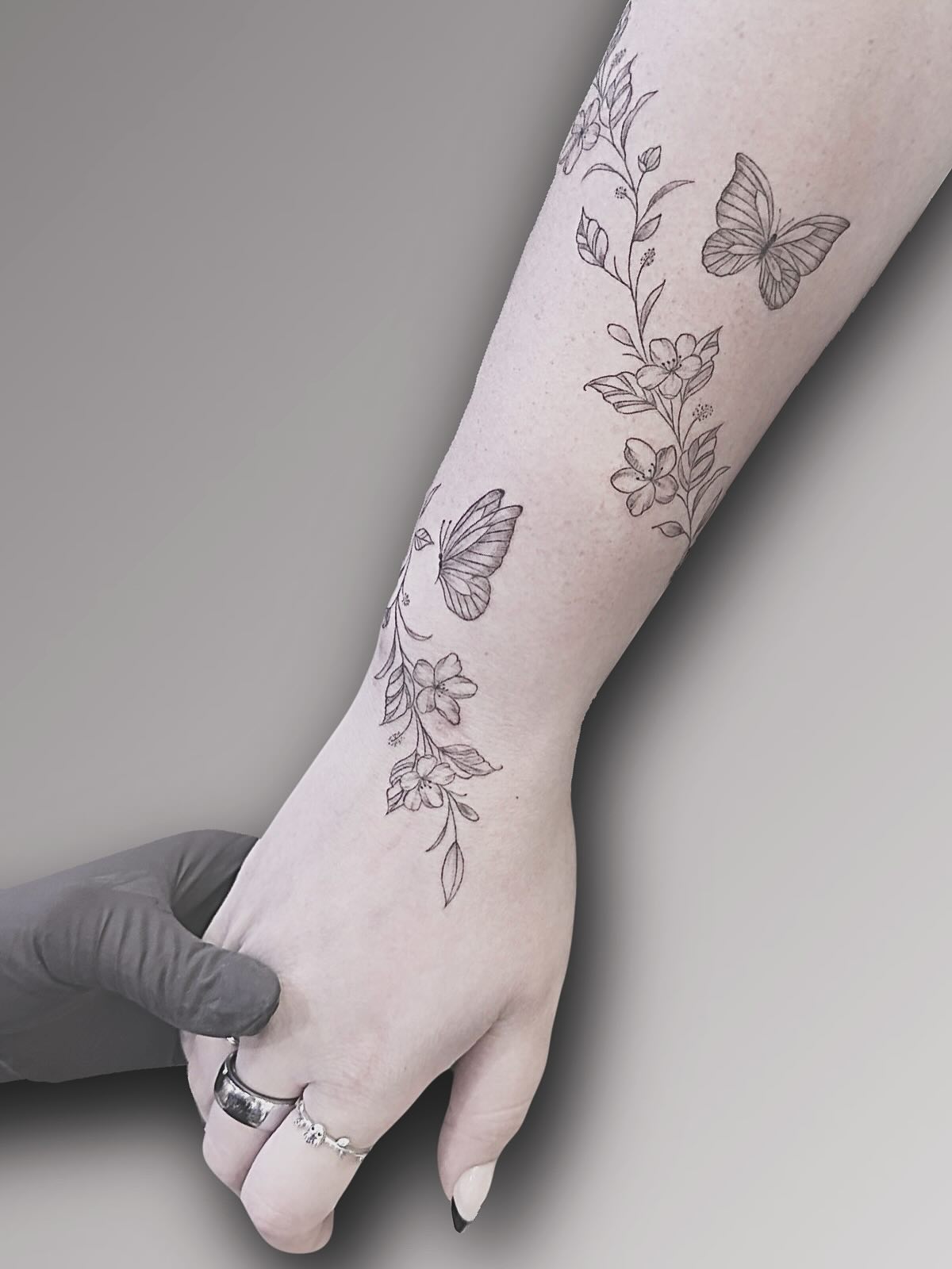 Butterflies and Flowers Forearm Tattoo nature tattoos for women tattoo