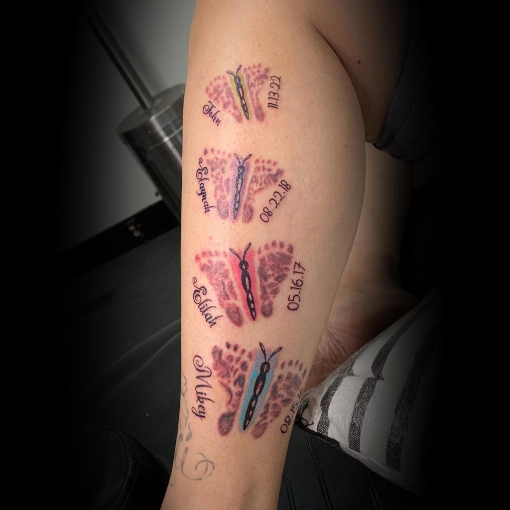 Butterflies with Birthdates grandchildren tattoos for grandparents tattoo