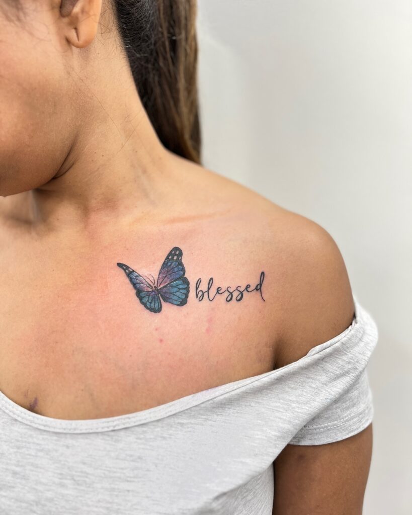 Minimalist Heart Collarbone Tattoo