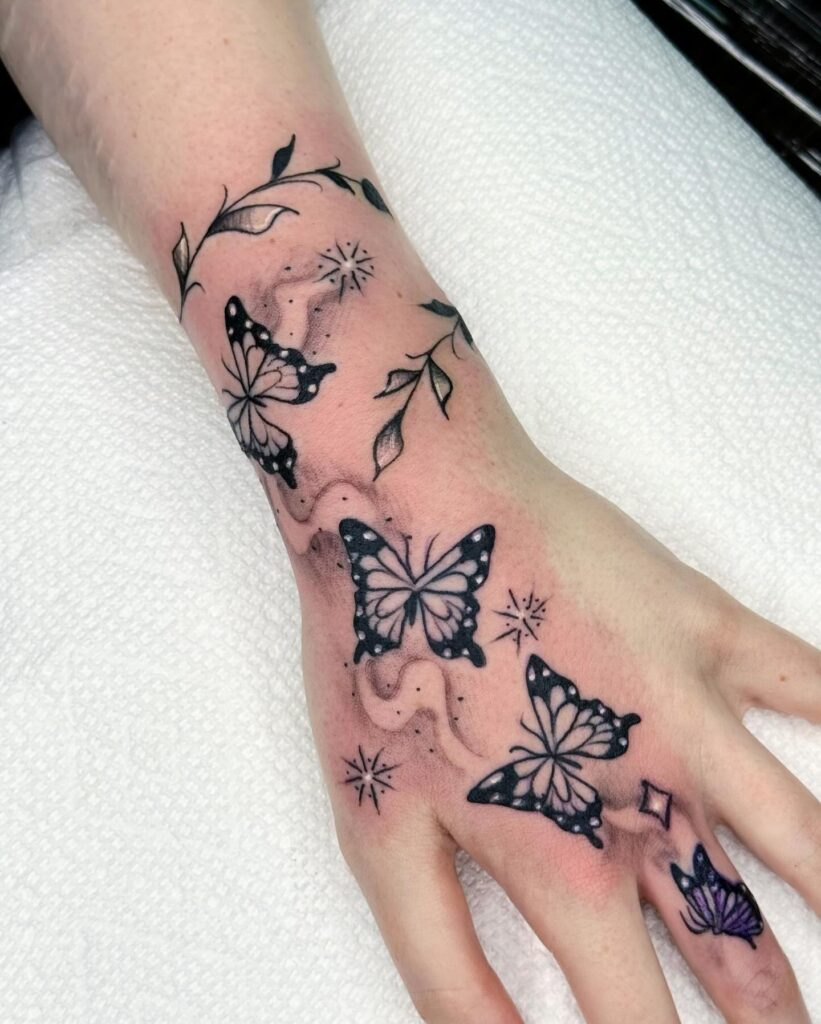 Celestial Hand Tattoo With Lunar Phases