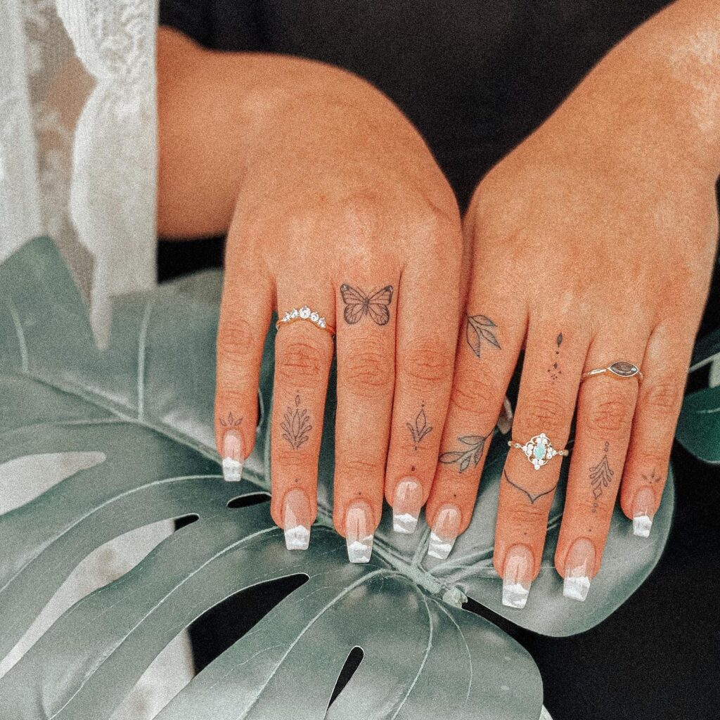 Celestial Sparkle Finger Tattoos