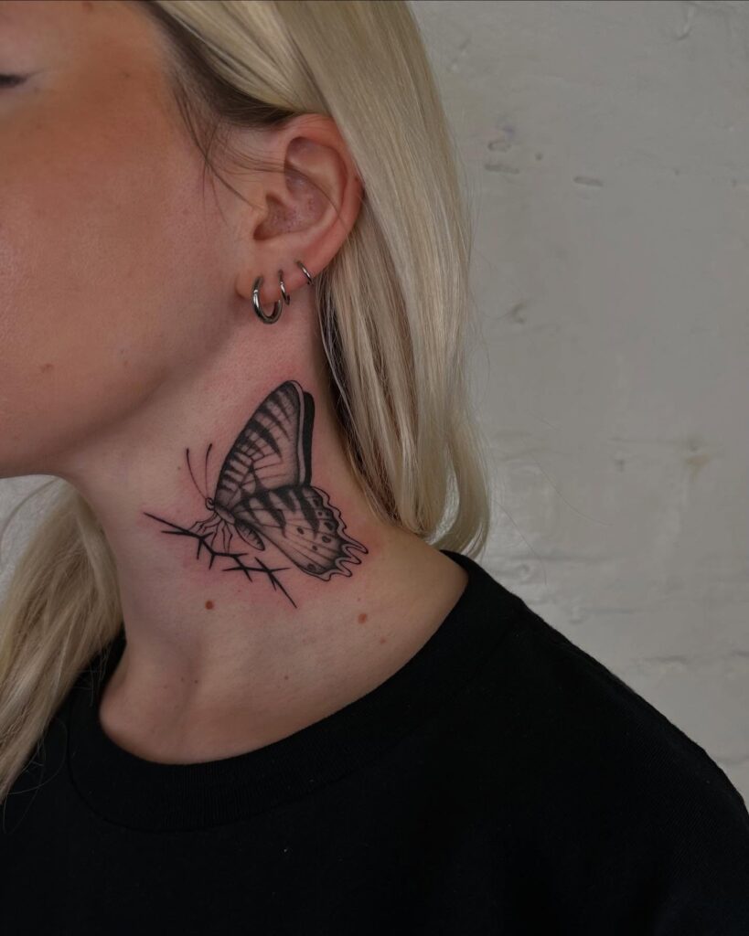 Spider Web Neck Tattoo