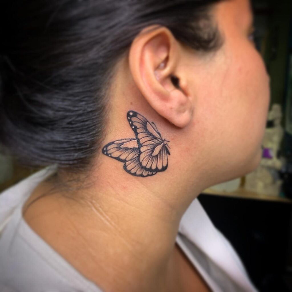 Daisy and Morning Glory Behind-the-Ear Tattoo behind the ear tattoos tattoo