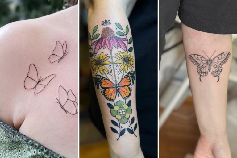 Aesthetic butterfly tattoos designs and delicate ink ideas collage
