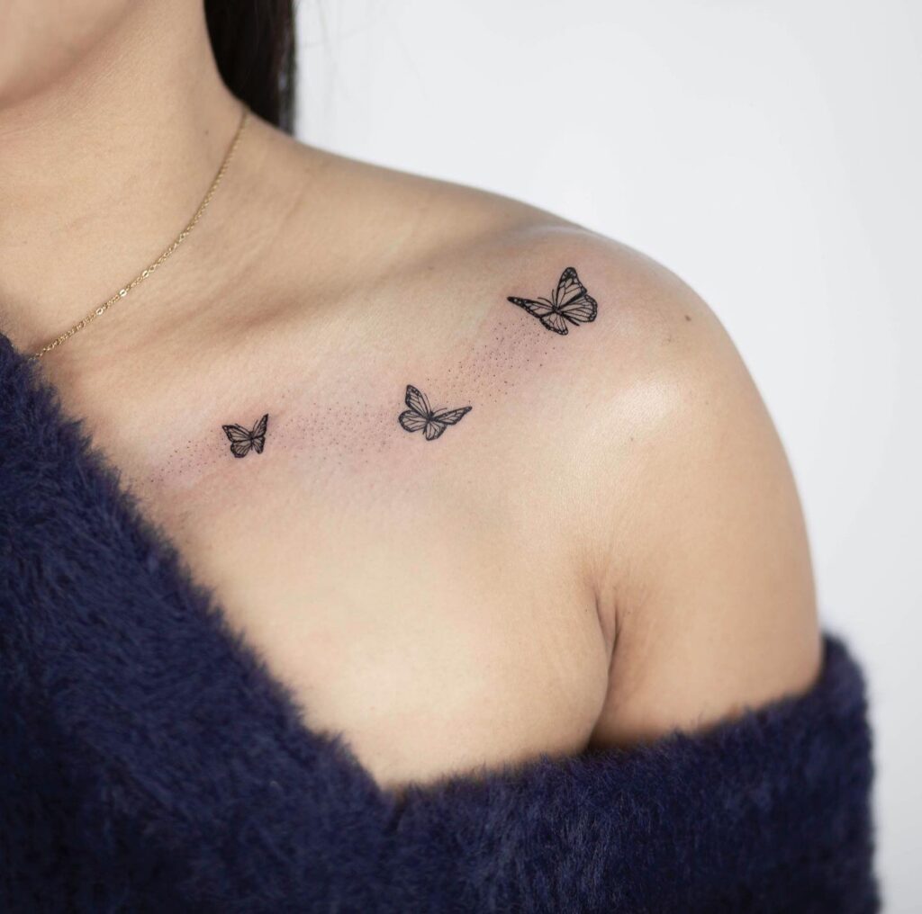 Blooming Collarbone Floral Tattoo