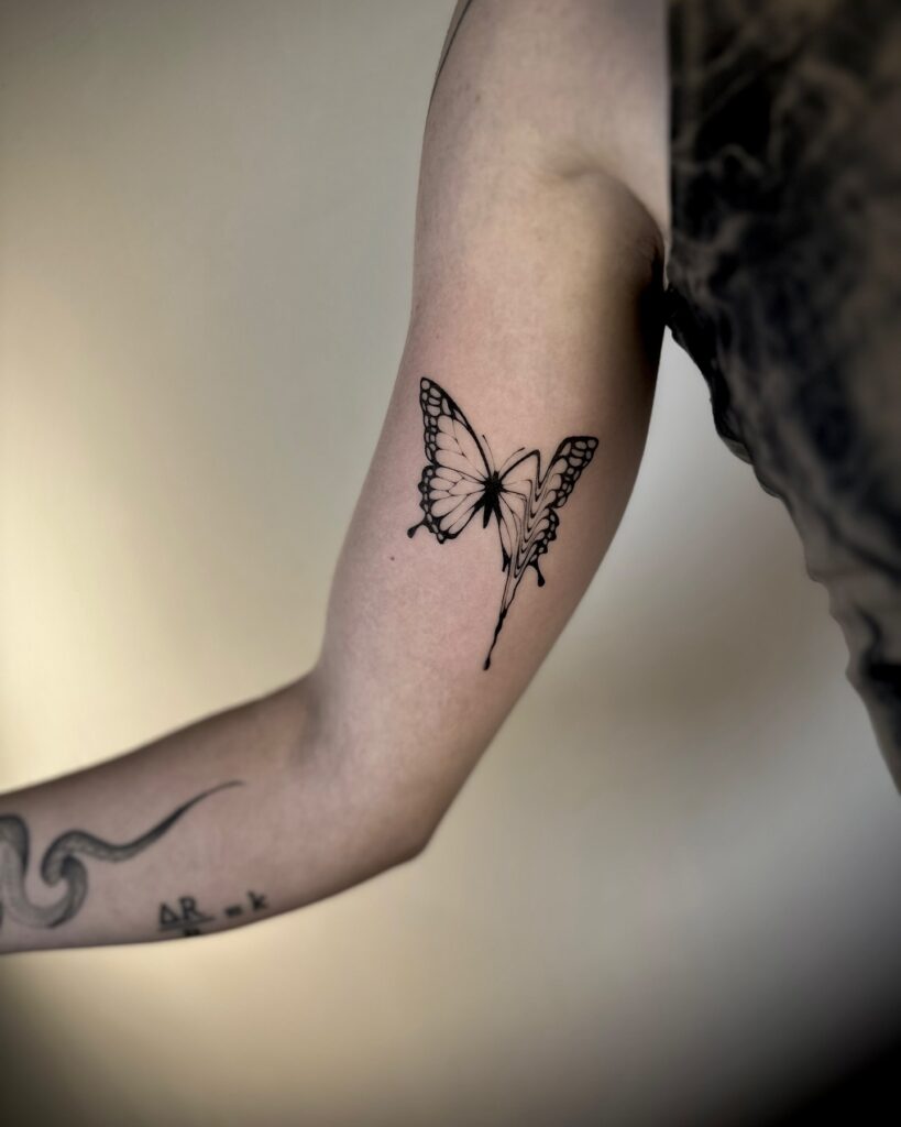 Butterfly with Celestial Moon and Stars butterfly tattoo