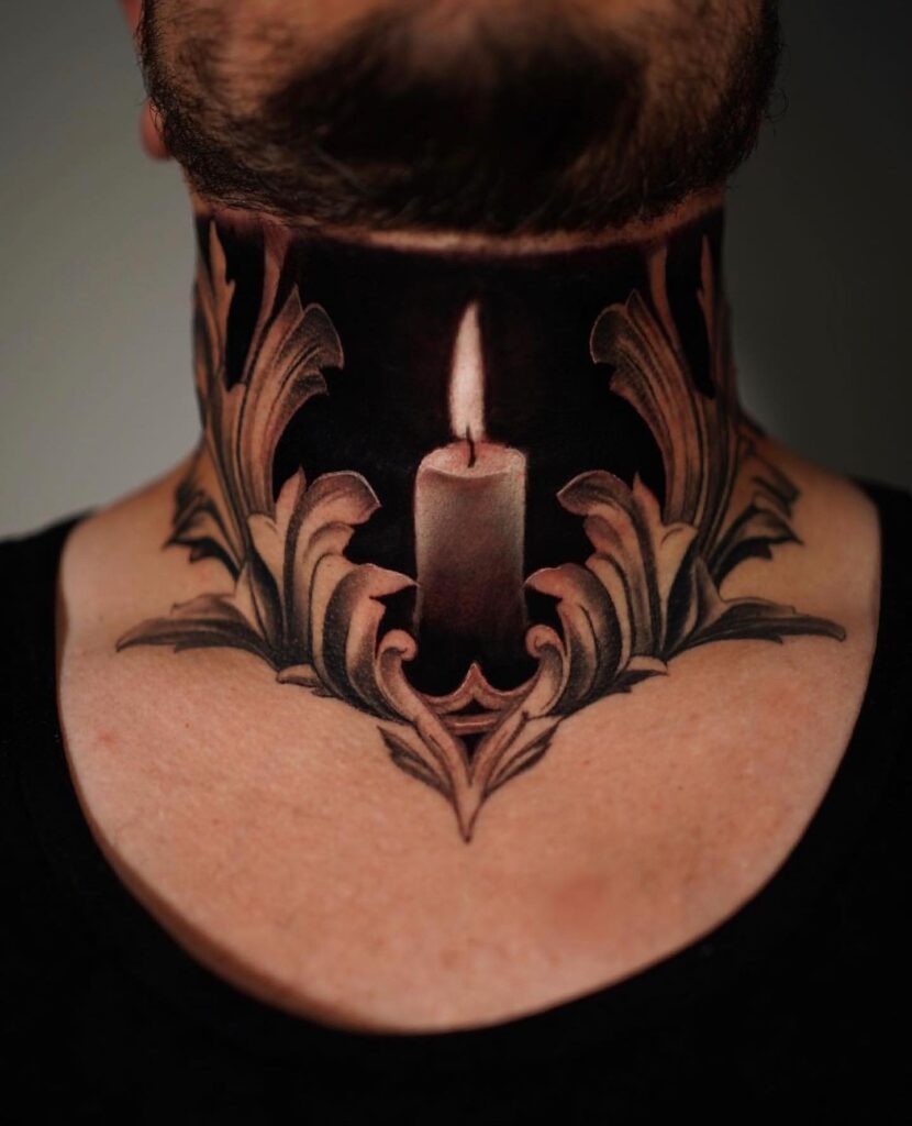 Roman Numeral Vertical Neck Tattoo