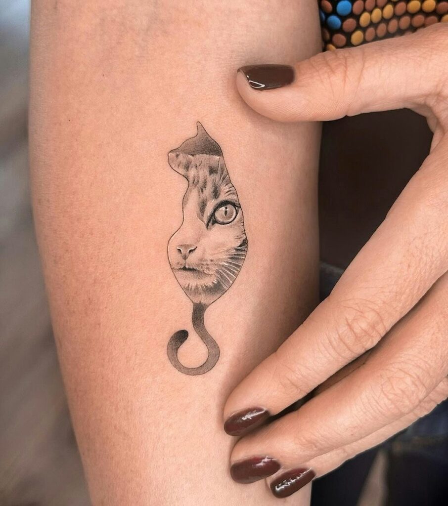 Cat Silhouette Portrait Tattoo small cat tattoos tattoo