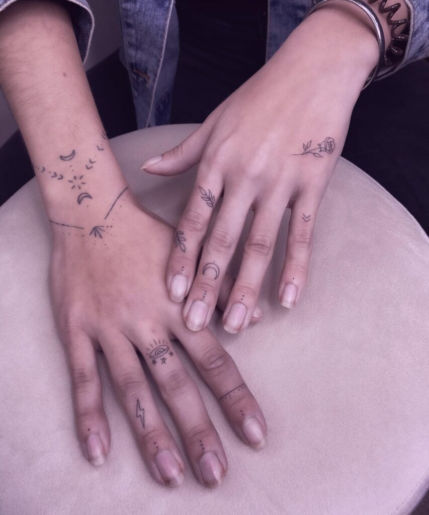 Shaded Leaf Band Finger Tattoo