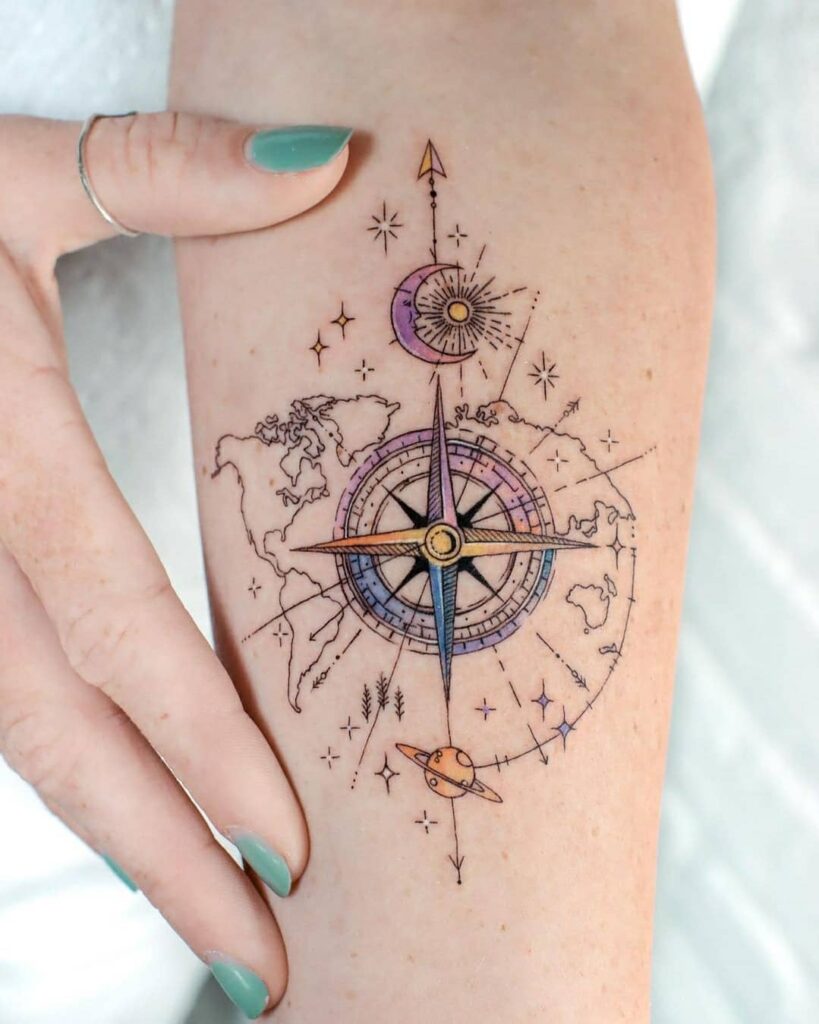 Celestial Compass Travel Tattoo timeless compass tattoo designs tattoo