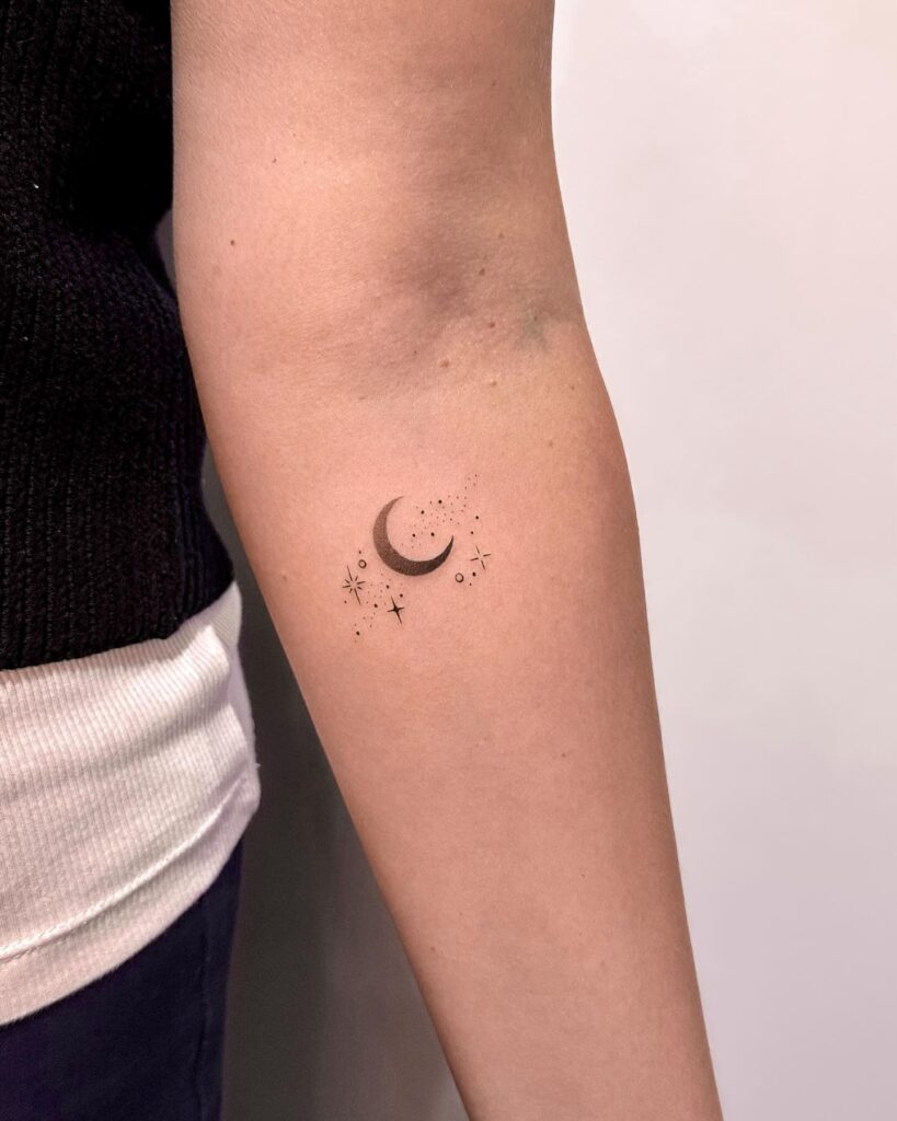 Celestial Crescent Moon Tattoo moon tattoos tattoo