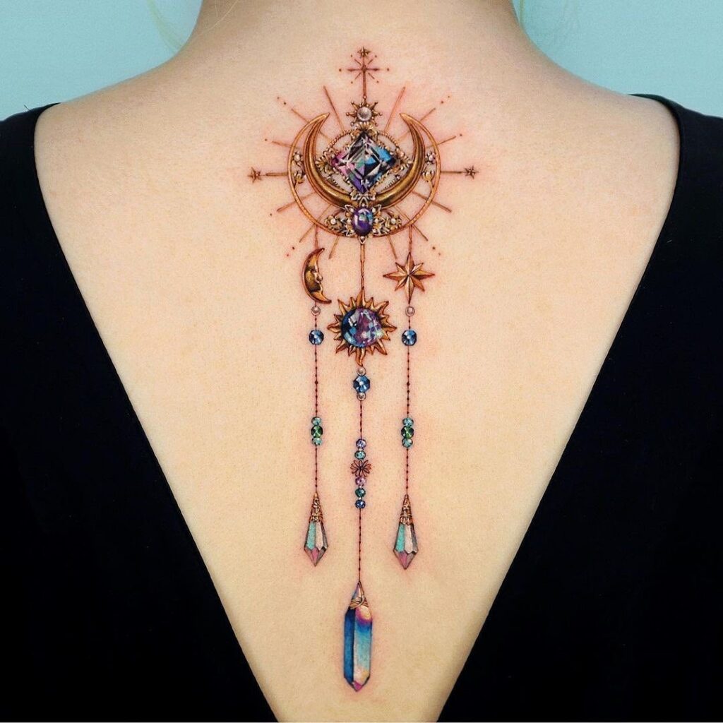 Cosmic Gem And Violet Moon Tattoo