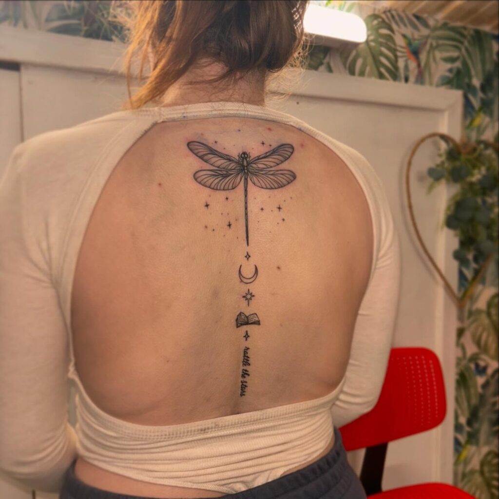 Delicate Blooming Spine Tattoo