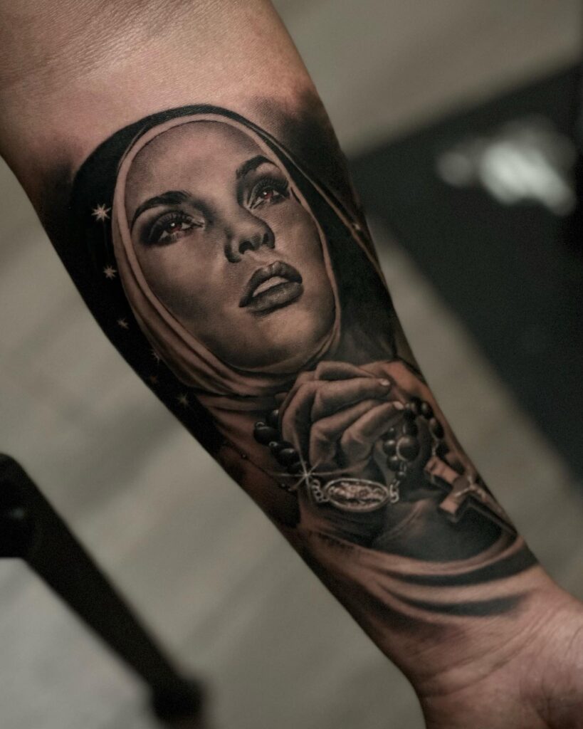 Sacred Halo Virgin Mary Tattoo virgin mary tattoos tattoo