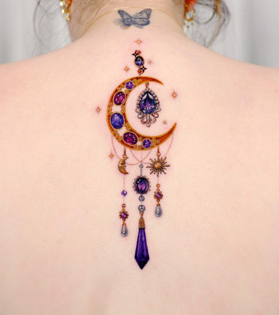 Ornate Blue Gem Bracelet Tattoo