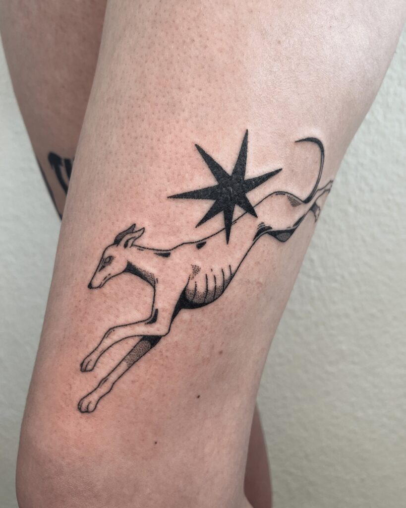 Wavy Rainbow Block Stick And Poke Tattoo