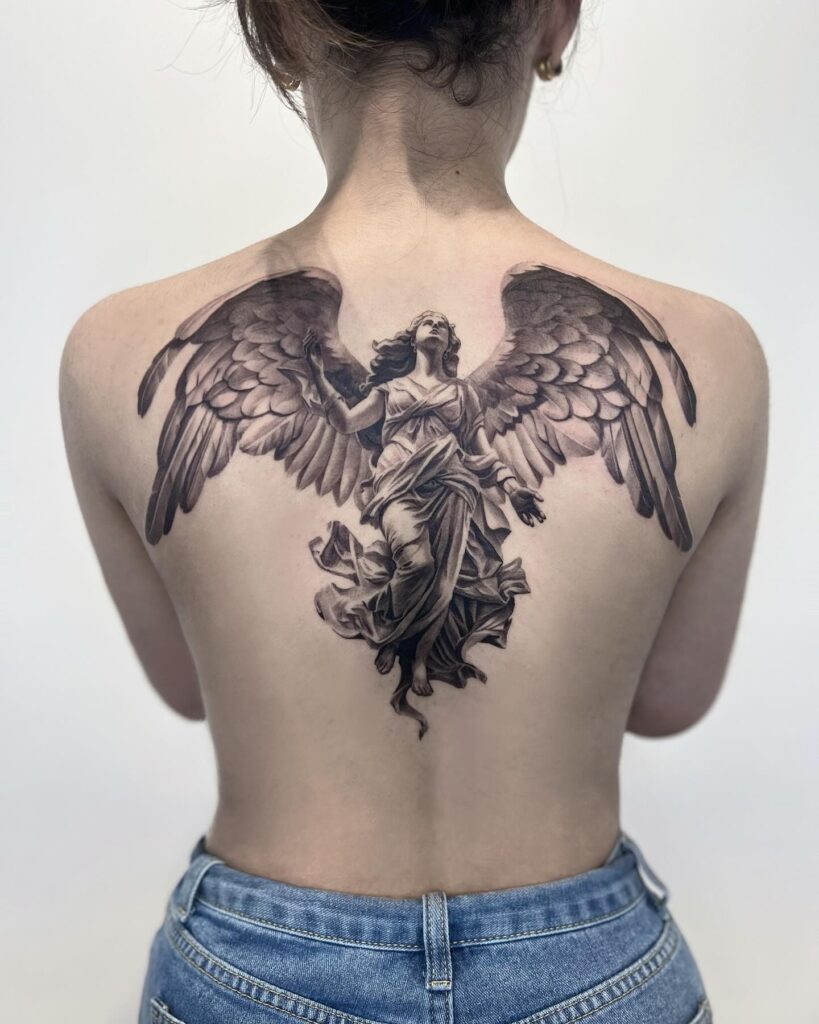Celestial Guardian Angel Back Tattoo angel tattoo ideas tattoo