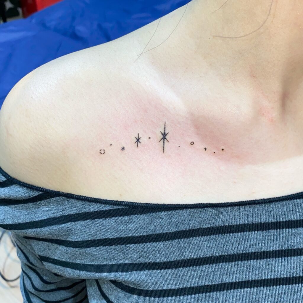 Floral Vine Collarbone Tattoo