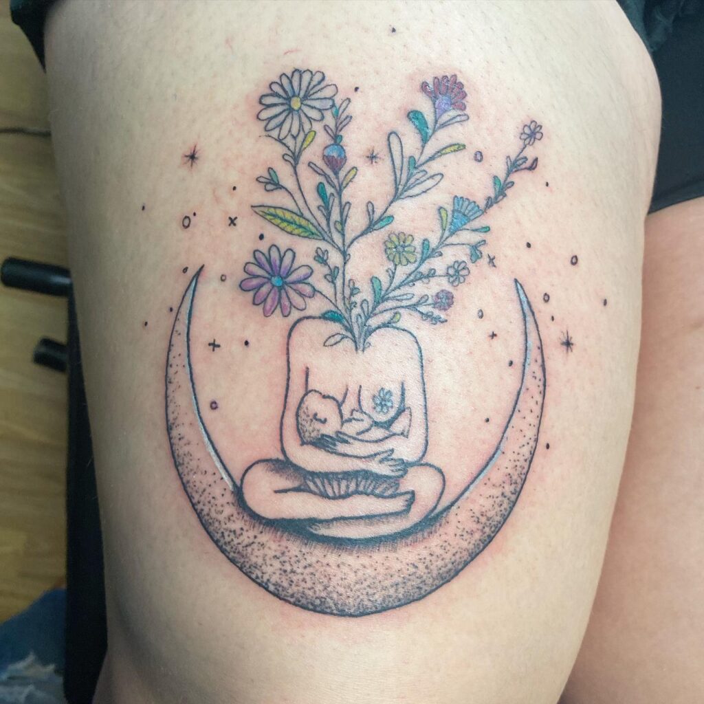 Celestial Mother and Baby Tattoo mom with kids tattoos tattoo