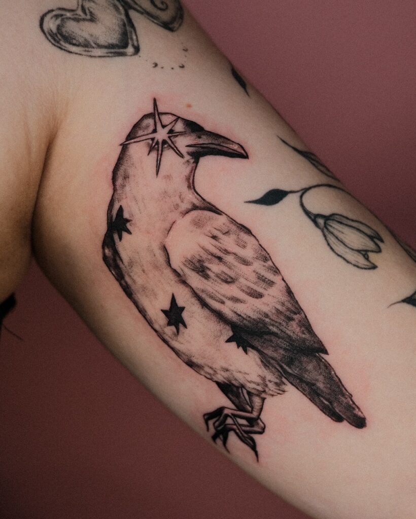Fierce Raven Chest Tattoo