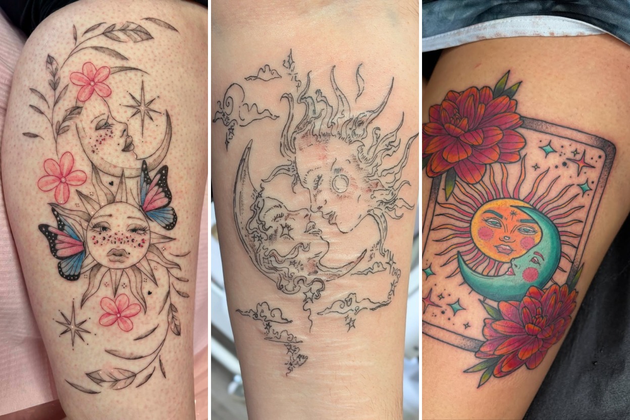 Aesthetic celestial tattoo ideas and delicate ink ideas collage
