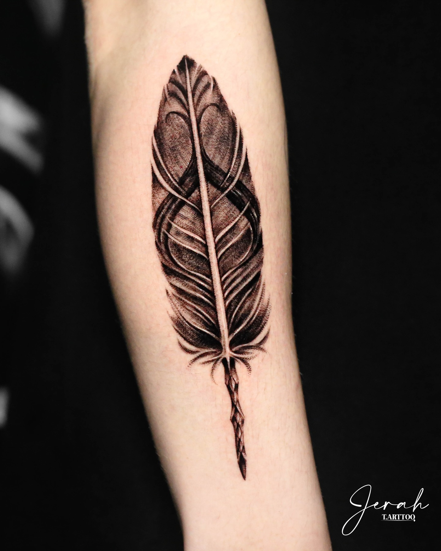 Peacock Feather And Treble Clef Tattoo