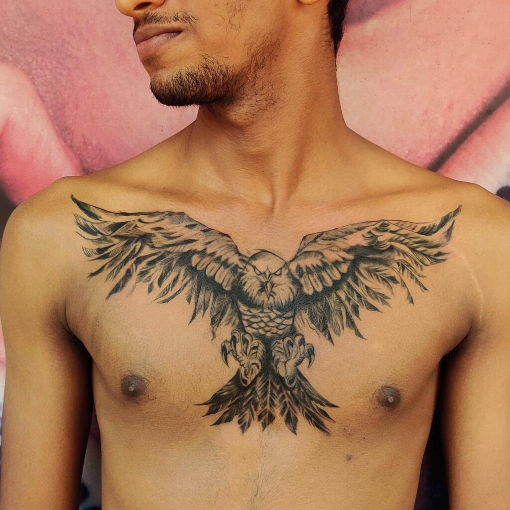 Center Chest and Subclavicular tattoo placement