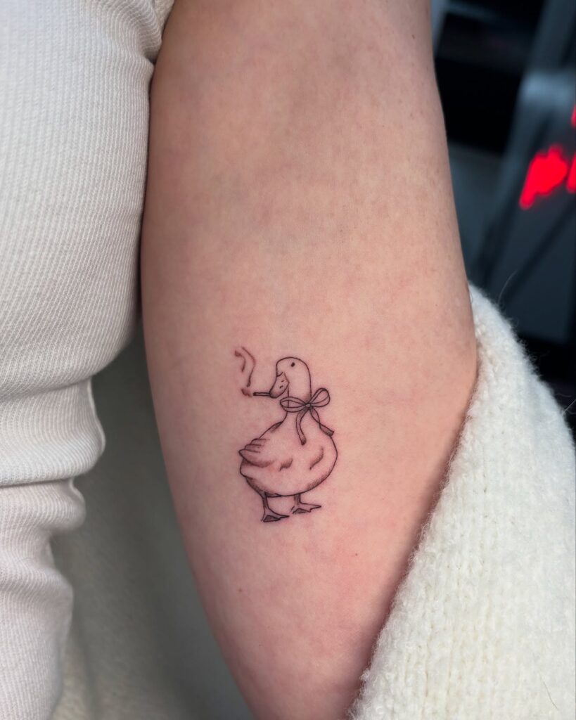 Charming Smoking Duck Tattoo