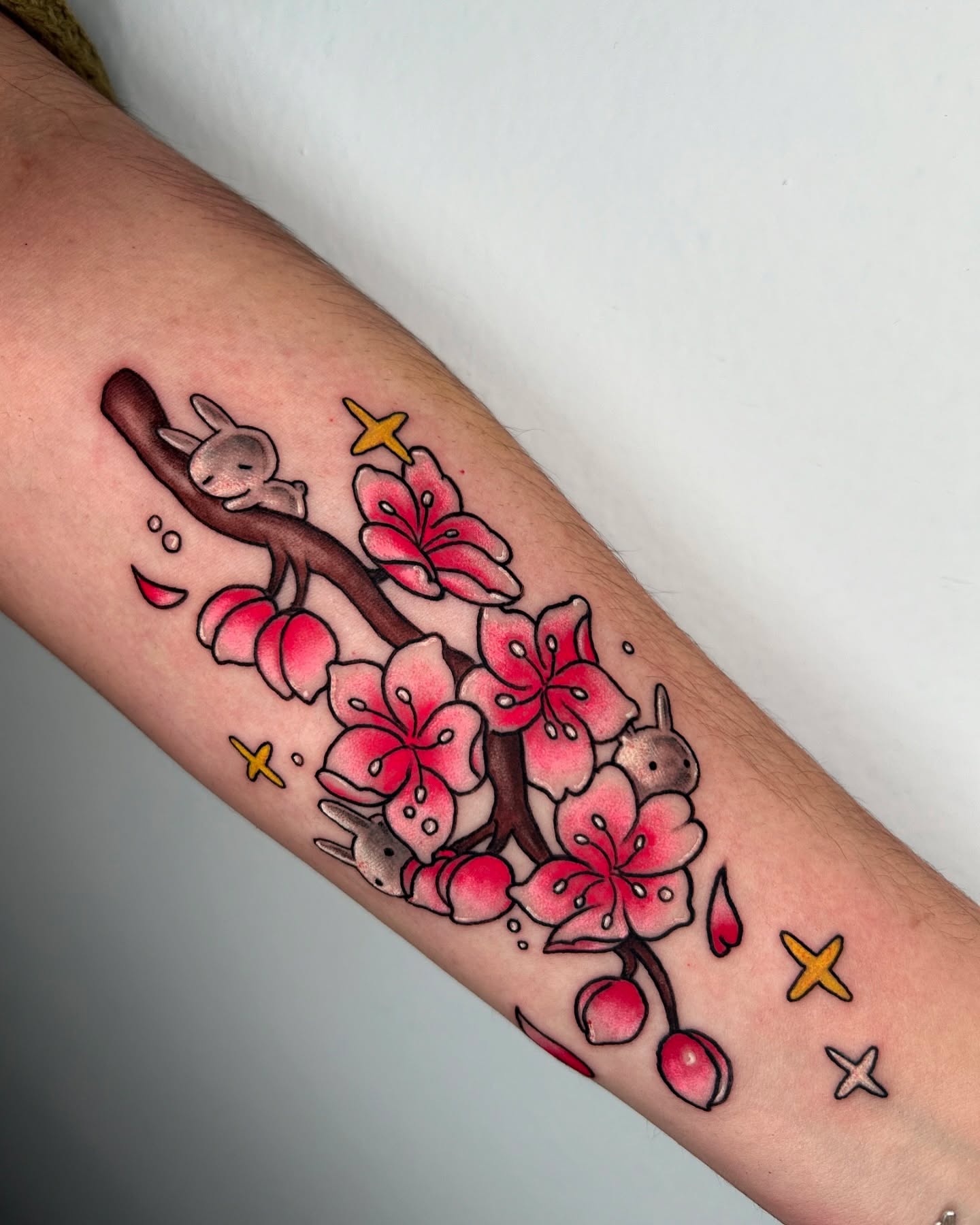 Cherry Blossom and Bunny Tattoo japanese flower tattoos tattoo