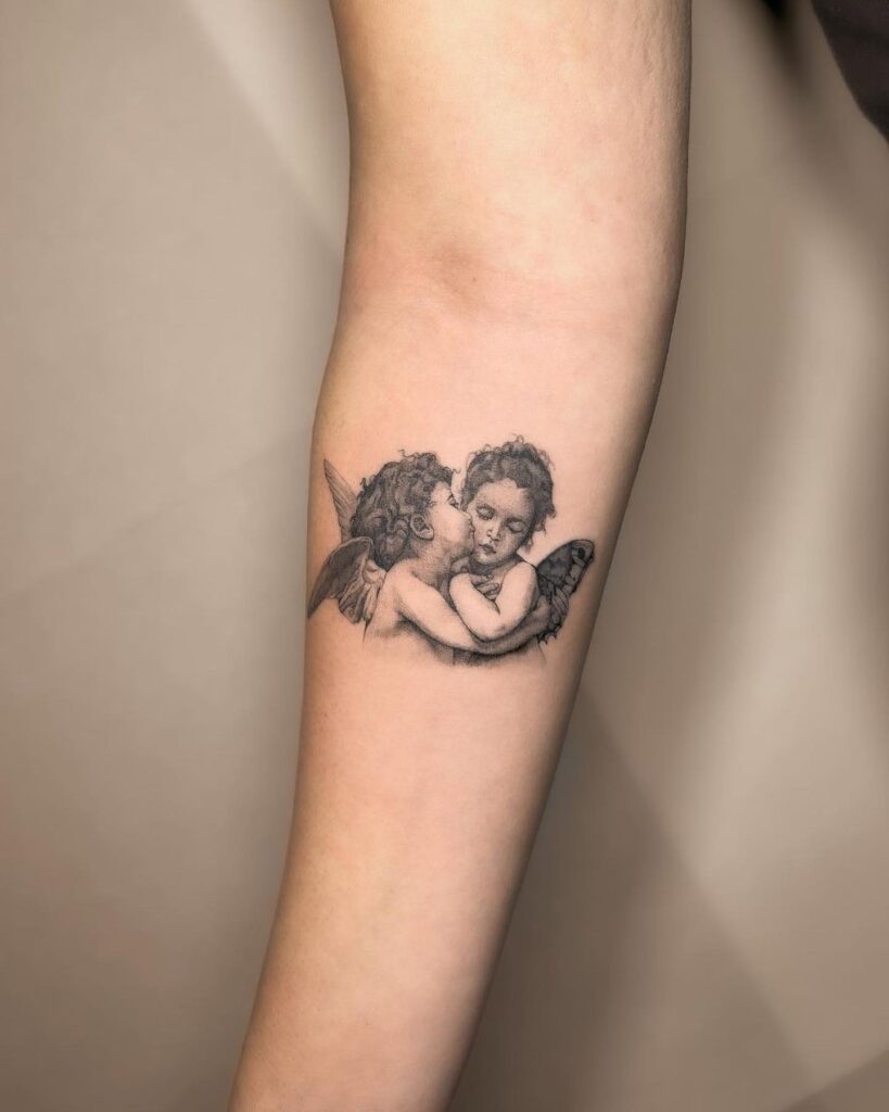 Minimalist Saint Michael Tattoo on Forearm christian tattoos tattoo