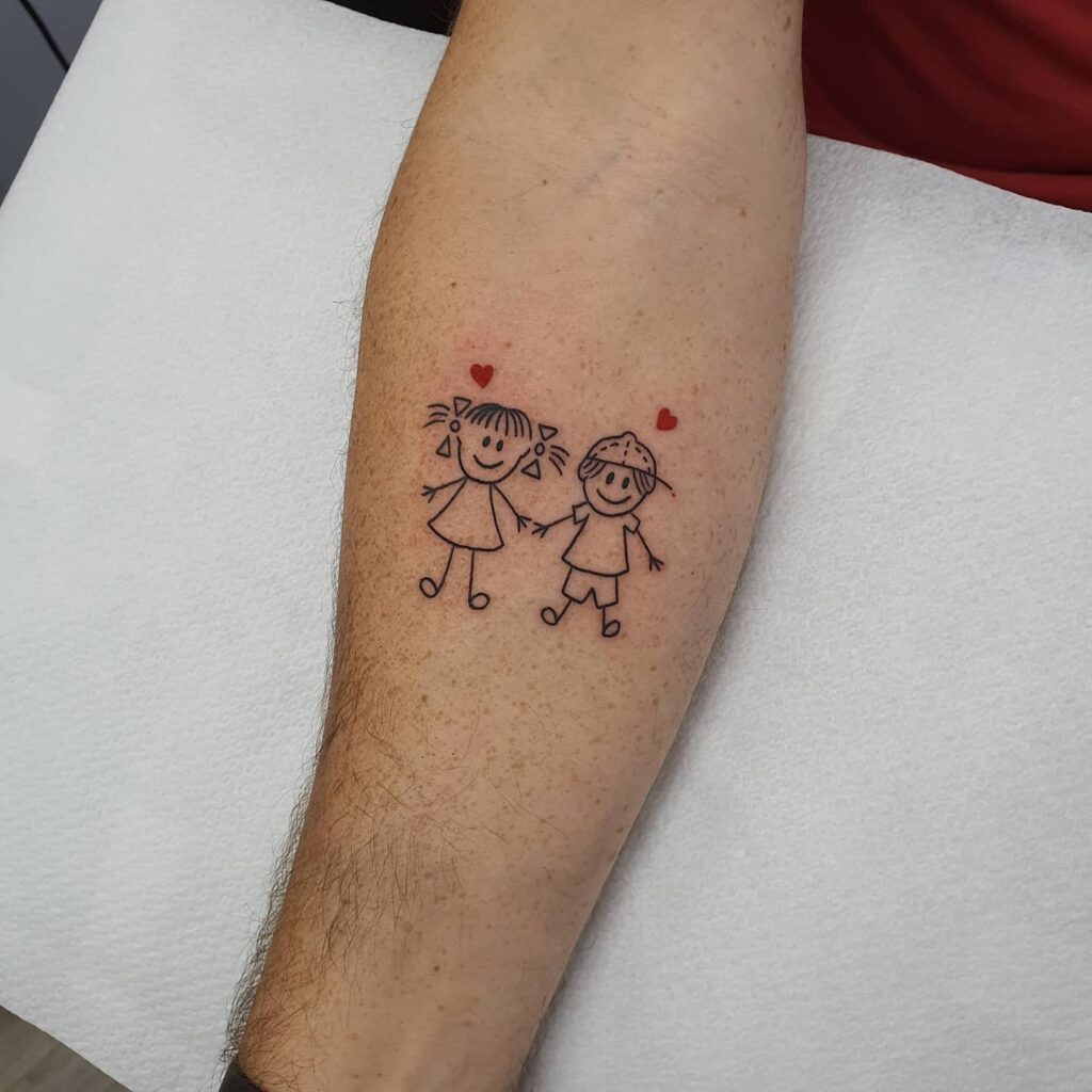 Childlike Drawing of Grandchildren grandchildren tattoos for grandparents tattoo