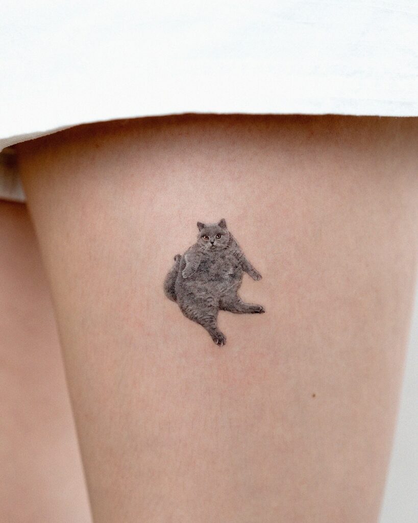 Chonky Cat Sitting Tattoo small cat tattoos tattoo