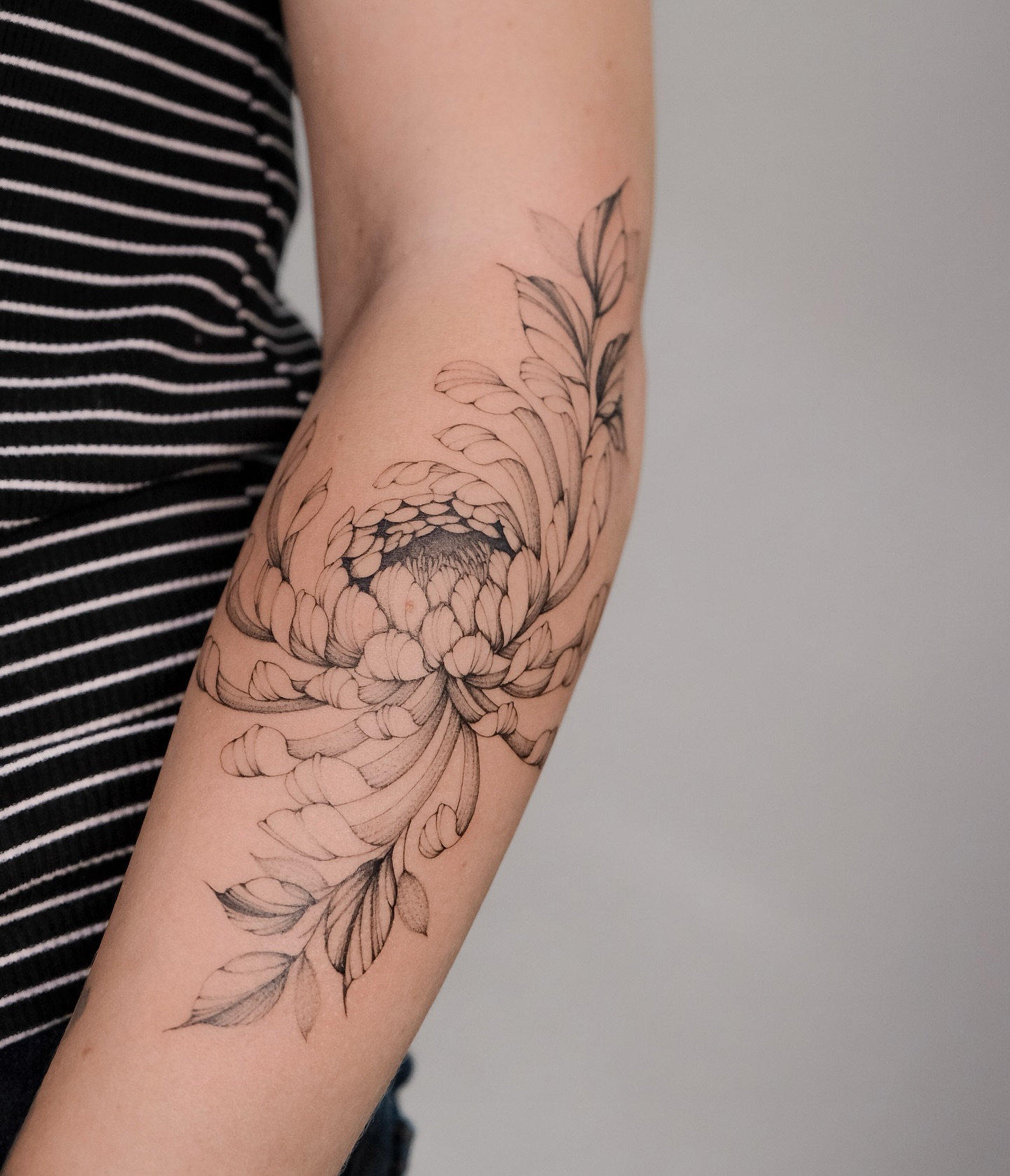 Single Rose Stem Tattoo