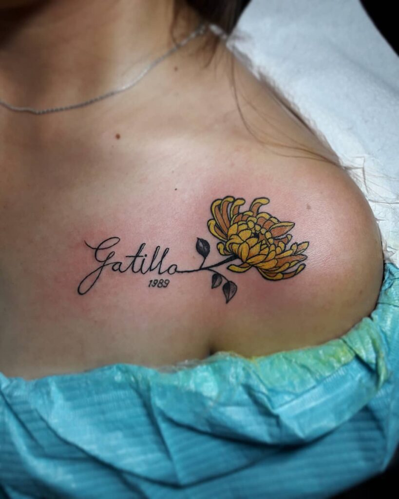 Chrysanthemum Name Tattoo